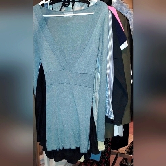 Michael Stars Knit Mini Dress Bluebwith Plunging Frontal, S - Picture 1 of 2